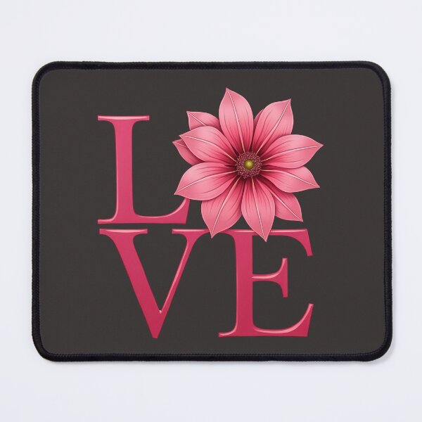 Item preview, Pink Flower LOVE Typography Romantic Floral Design designed and sold by PrintandJoy.