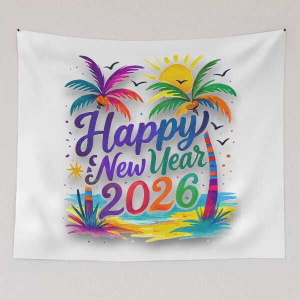 Item preview, Vibrantly Colored Tropical New Year 2026 Graphic designed and sold by blacK1982White.