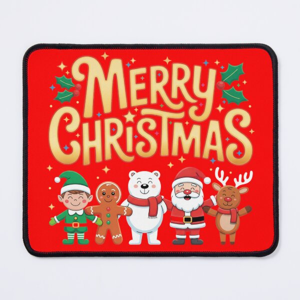 Item preview, Cute Merry Christmas Cartoon Characters – Santa, Reindeer, Elf, Polar Bear & Gingerbread Design designed and sold by PixelWest.