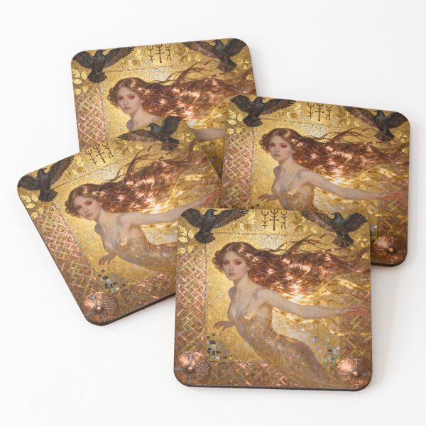 Item preview, Valkyrie Bronze Garnet Gold Beautiful Art Nouveau Gustav Klimt stylish art designed and sold by Vintage Designs +.