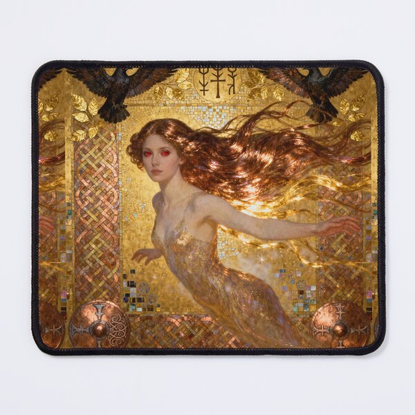 Item preview, Valkyrie Bronze Garnet Gold Beautiful Art Nouveau Gustav Klimt stylish art designed and sold by Vintage Designs +.