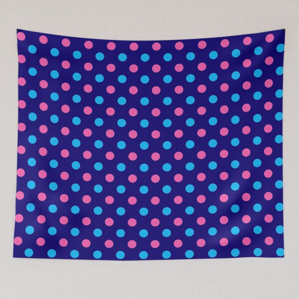 Item preview, Blue Pink Polka Dots On Blue Background Design  designed and sold by PatternTitan.