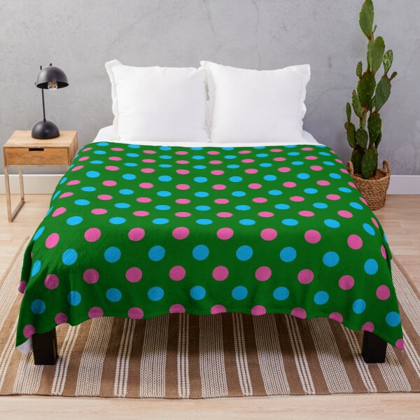 Item preview, Blue Pink Polka Dots On Green Background Design designed and sold by PatternTitan.