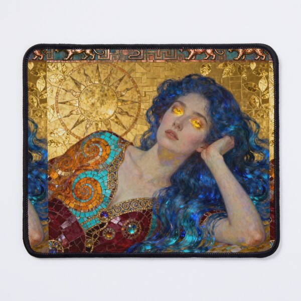 Item preview, Indigo Citrine Jaguar Goddess  Beautiful Art Nouveau Gustav Klimt stylish art designed and sold by Vintage Designs +.