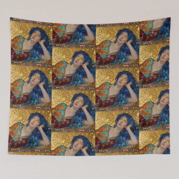 Item preview, Indigo Citrine Jaguar Goddess  Beautiful Art Nouveau Gustav Klimt stylish art designed and sold by Vintage Designs +.