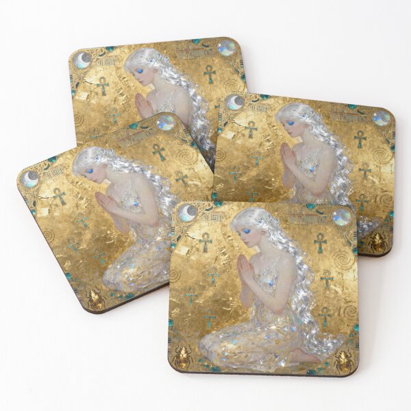 Item preview, Moonstone Devotion Golden Egypt beautiful Art Nouveau Gustav Klimt stylish art designed and sold by Vintage Designs +.