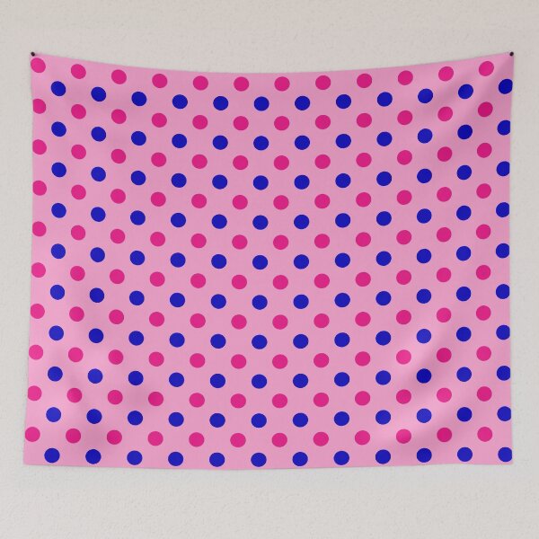 Item preview,  Blue Pink Polka Dots On Pink Background Design  designed and sold by PatternTitan.