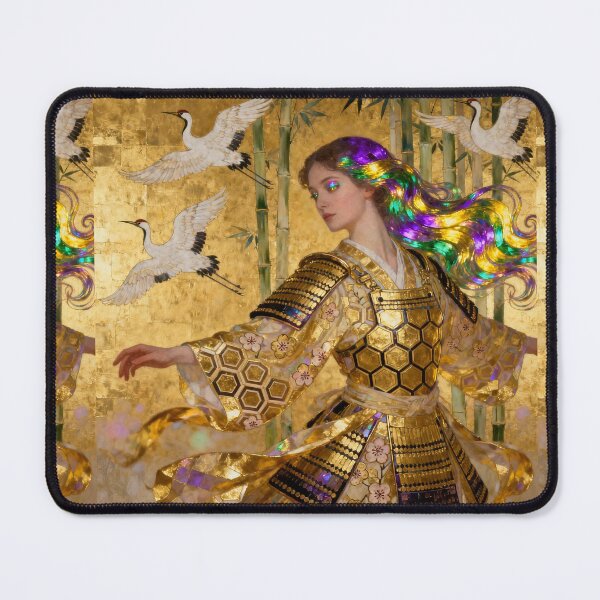 Item preview, Twirling Iridescent Samurai Woman beautiful Art Nouveau Gustav Klimt stylish art designed and sold by Vintage Designs +.