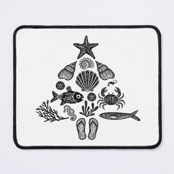 Item preview, Tis the SEAson - Beach Christmas Tree (blockprint style) designed and sold by YonderAndBeyond.