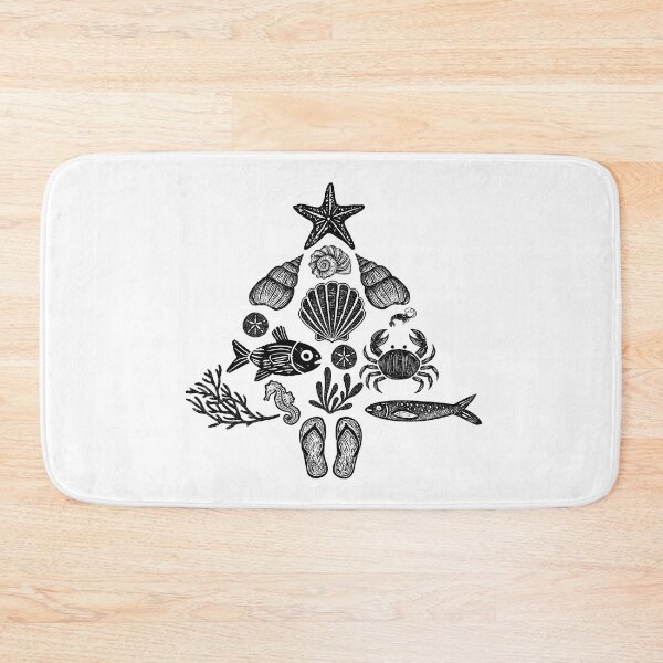 Item preview, Tis the SEAson - Beach Christmas Tree (blockprint style) designed and sold by YonderAndBeyond.