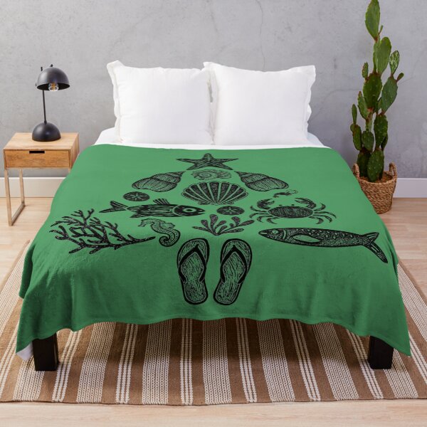 Item preview, Tis the SEAson - Beach Christmas Tree (blockprint style) designed and sold by YonderAndBeyond.