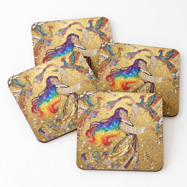 Item preview, Rainbow Phoenix Korean Dance beautiful Art Nouveau Gustav Klimt stylish art designed and sold by Vintage Designs +.