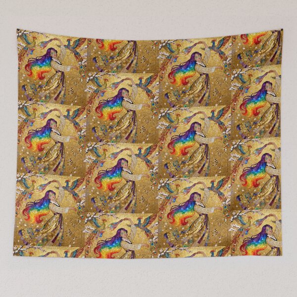 Item preview, Rainbow Phoenix Korean Dance beautiful Art Nouveau Gustav Klimt stylish art designed and sold by Vintage Designs +.