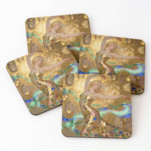 Item preview, Nordic Golden Goddess beautiful Art Nouveau Gustav Klimt stylish art designed and sold by Vintage Designs +.