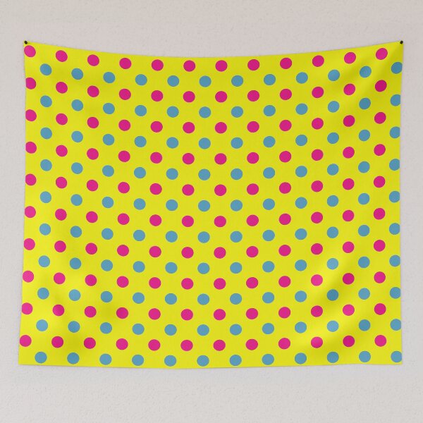 Item preview, Blue Pink Polka Dots On Yellow Background Design  designed and sold by PatternTitan.