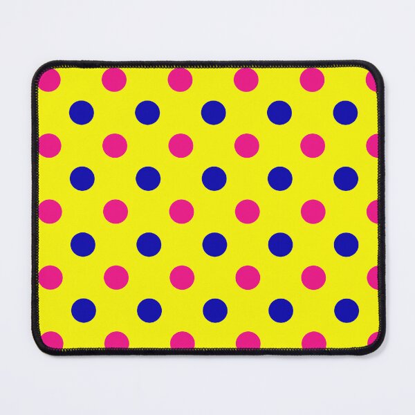 Item preview, Deep Blue Pink Polka Dots On Yellow Background Design designed and sold by PatternTitan.
