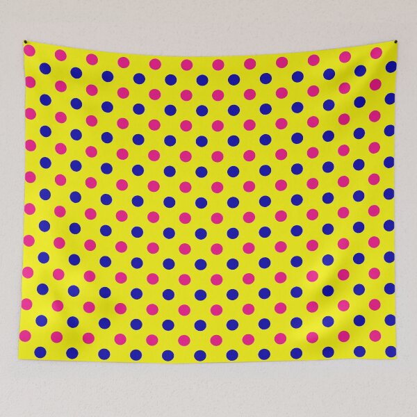 Item preview,  Deep Blue Pink Polka Dots On Yellow Background Design  designed and sold by PatternTitan.