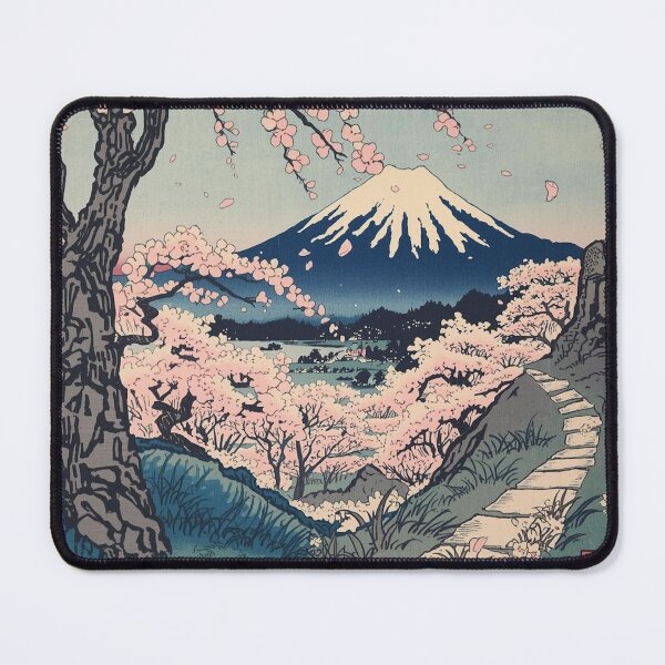 Item preview, Sakura Road to Fuji – Traditional Ukiyo-e Spring Landscape (Hiroshige Inspired) designed and sold by Vandy Fullam.