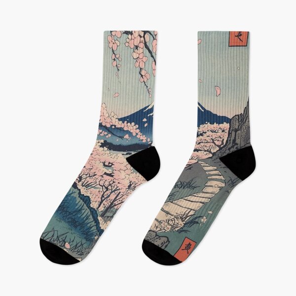 Item preview, Sakura Road to Fuji – Traditional Ukiyo-e Spring Landscape (Hiroshige Inspired) designed and sold by Vandy Fullam.