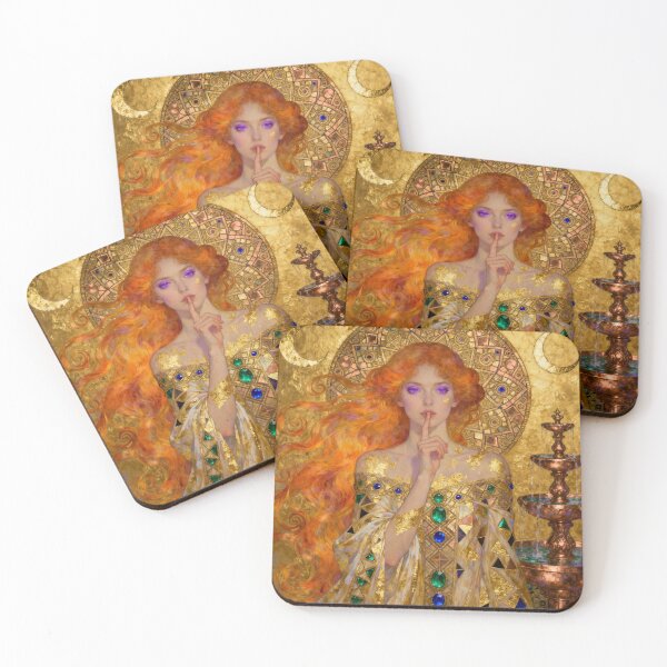 Item preview, Enchantress Golden Silence beautiful Art Nouveau Gustav Klimt stylish art designed and sold by Vintage Designs +.