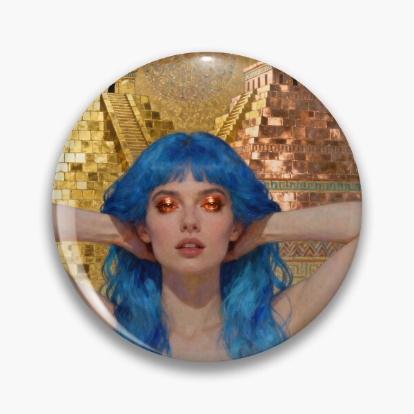 Item preview, Babylonian Blue Haired Beauty beautiful Art Nouveau Gustav Klimt stylish art designed and sold by Vintage Designs +.