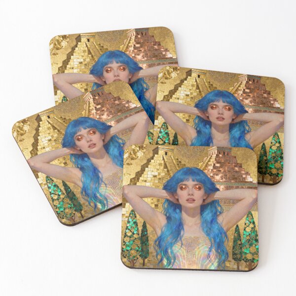 Item preview, Babylonian Blue Haired Beauty beautiful Art Nouveau Gustav Klimt stylish art designed and sold by Vintage Designs +.