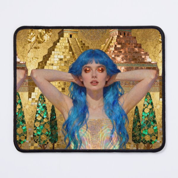 Item preview, Babylonian Blue Haired Beauty beautiful Art Nouveau Gustav Klimt stylish art designed and sold by Vintage Designs +.