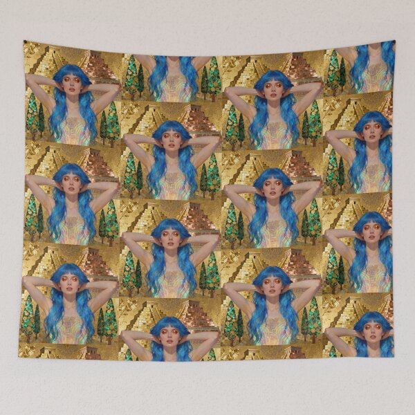 Item preview, Babylonian Blue Haired Beauty beautiful Art Nouveau Gustav Klimt stylish art designed and sold by Vintage Designs +.
