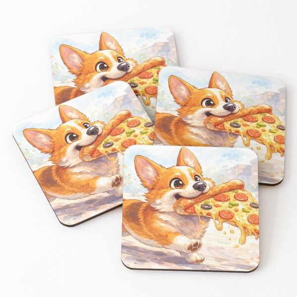Item preview, Funny Corgi Running with Pizza – Cute Cartoon Dog designed and sold by Darlin8888.