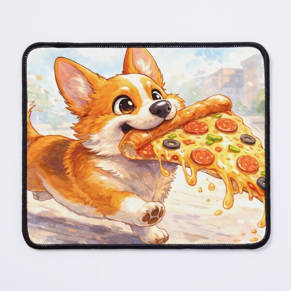 Item preview, Funny Corgi Running with Pizza – Cute Cartoon Dog designed and sold by Darlin8888.
