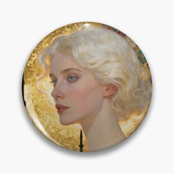Item preview, Platinum Woman Golden Ottoman beautiful Art Nouveau Gustav Klimt stylish art designed and sold by Vintage Designs +.