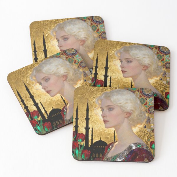 Item preview, Platinum Woman Golden Ottoman beautiful Art Nouveau Gustav Klimt stylish art designed and sold by Vintage Designs +.