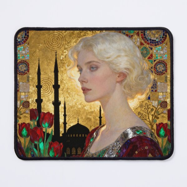 Item preview, Platinum Woman Golden Ottoman beautiful Art Nouveau Gustav Klimt stylish art designed and sold by Vintage Designs +.