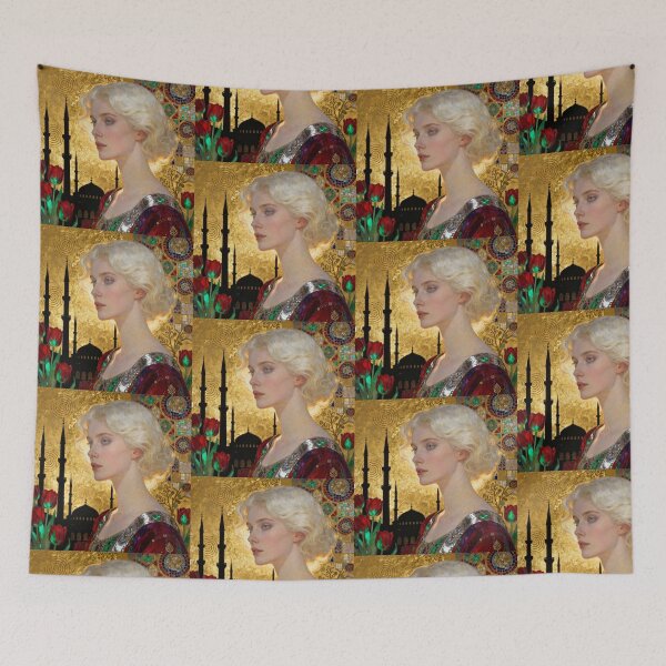 Item preview, Platinum Woman Golden Ottoman beautiful Art Nouveau Gustav Klimt stylish art designed and sold by Vintage Designs +.