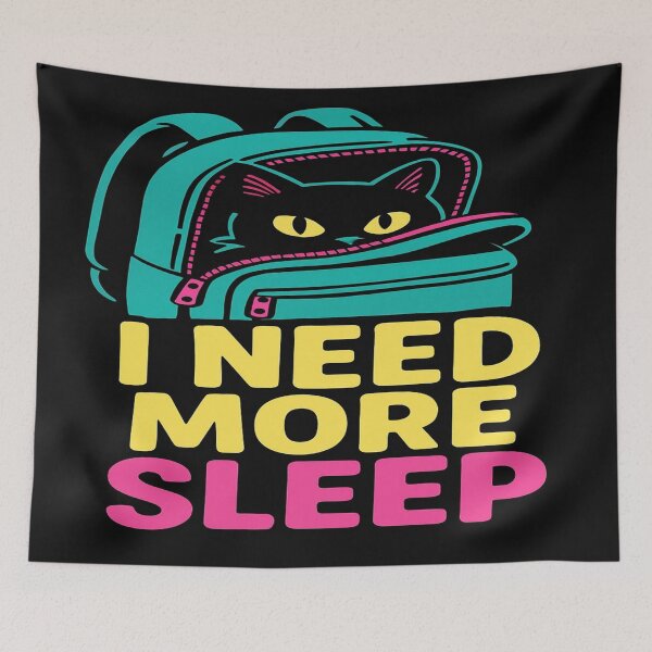 Item preview, Sleepy Cat in Backpack – Funny Teal & Pink Design for Tired Souls, Students & Night Owls designed and sold by Bright Nest Studio.