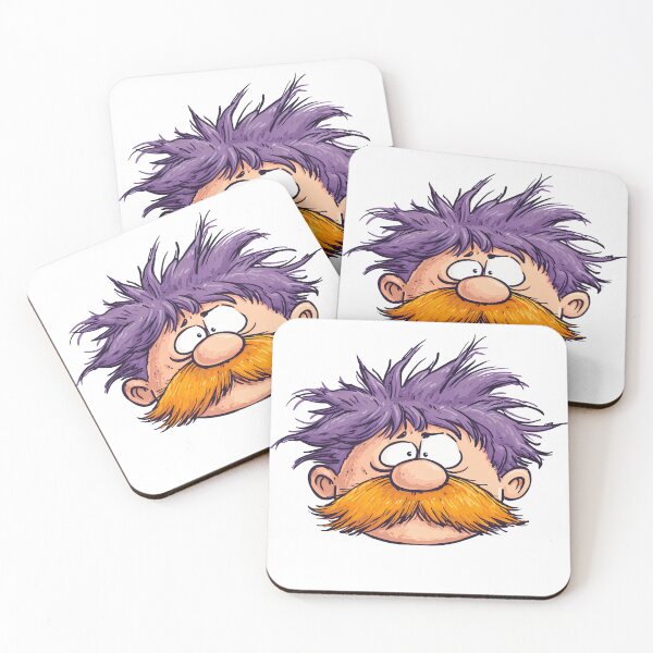Item preview, Funny Peeking Cartoon Man with Mustache and Purple Hair - Quirky Humor Design designed and sold by DesignArtist.ia.