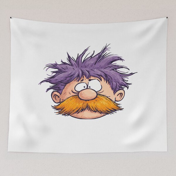 Item preview, Funny Peeking Cartoon Man with Mustache and Purple Hair - Quirky Humor Design designed and sold by DesignArtist.ia.