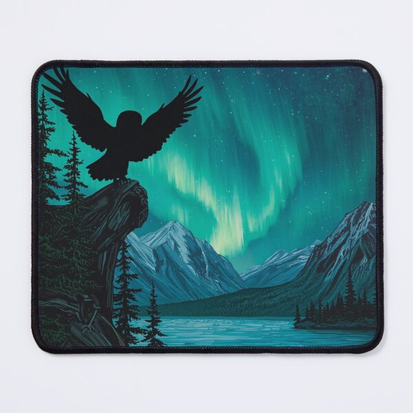 Item preview, Bald Eagle Silhouette Under Aurora Borealis Northern Lights Alaska Landscape designed and sold by TitanRN.