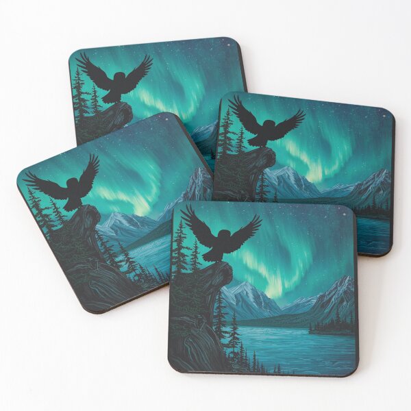 Item preview, Bald Eagle Silhouette Under Aurora Borealis Northern Lights Alaska Landscape designed and sold by TitanRN.