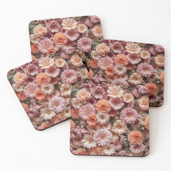 Aperçu de l'œuvre Motif floral bohème pêche rosée | Fleurs vintage douces créée et vendue par ZEYCAT.