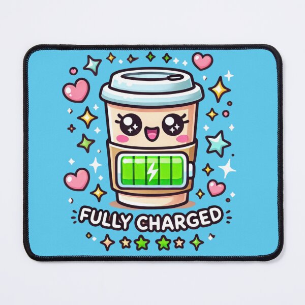 Item preview, Fully Charged – Kawaii Coffee Cup Design designed and sold by Smile-AlNo.