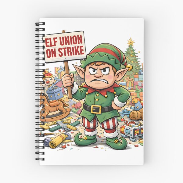 Item preview, Elf Union on Strike — Funny Christmas Cartoon | Holiday Worker Humor designed and sold by SoulenCify.