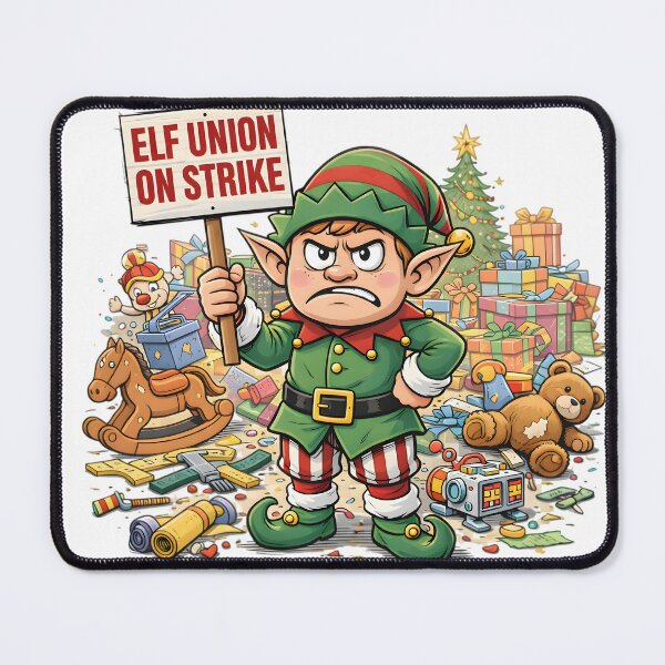 Item preview, Elf Union on Strike — Funny Christmas Cartoon | Holiday Worker Humor designed and sold by SoulenCify.