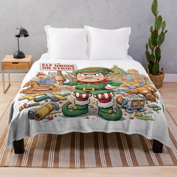 Item preview, Elf Union on Strike — Funny Christmas Cartoon | Holiday Worker Humor designed and sold by SoulenCify.