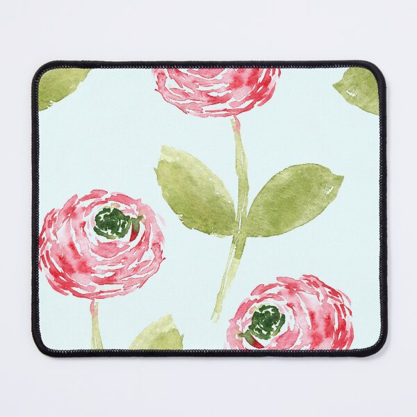 Item preview, Soft Pink Watercolor Ranunculus – Sage Green Floral on Light Blue designed and sold by aneladesigns.