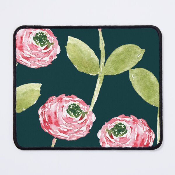 Item preview, Soft Pink Watercolor Ranunculus – Sage Green Floral on Black designed and sold by aneladesigns.