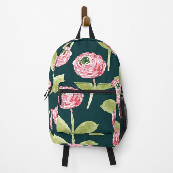 Item preview, Soft Pink Watercolor Ranunculus – Sage Green Floral on Black designed and sold by aneladesigns.