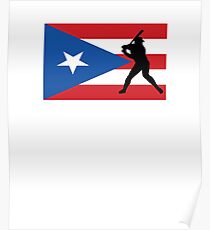 Puerto Rico Flag Baseball Player V2 Poster
