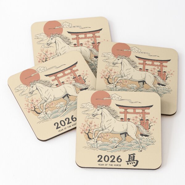 Item preview, 2026 Year of the Horse - Vintage Japanese Woodblock Print Kanji Art designed and sold by MAGICKEY2024.
