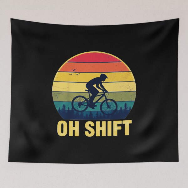 Item preview, Oh Shift Mountain Biker Retro Sunset designed and sold by MotivaChic.